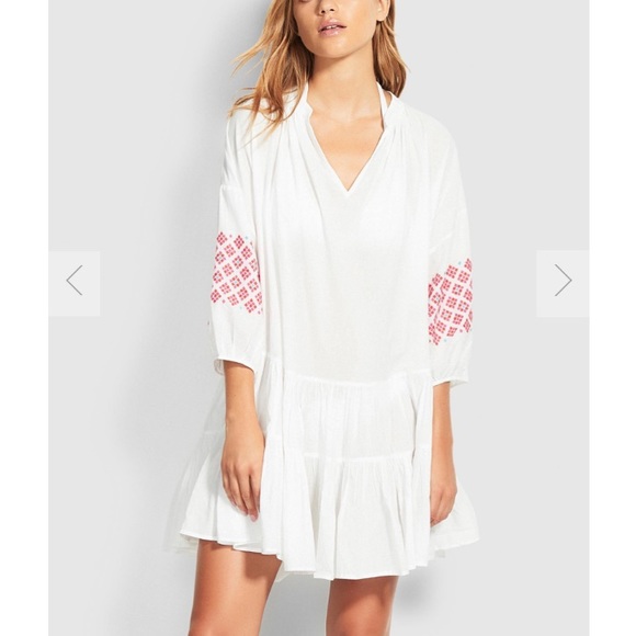 Seafolly FREE SPIRIT EMBROIDERED TIERED DRESS S M - Picture 2 of 8